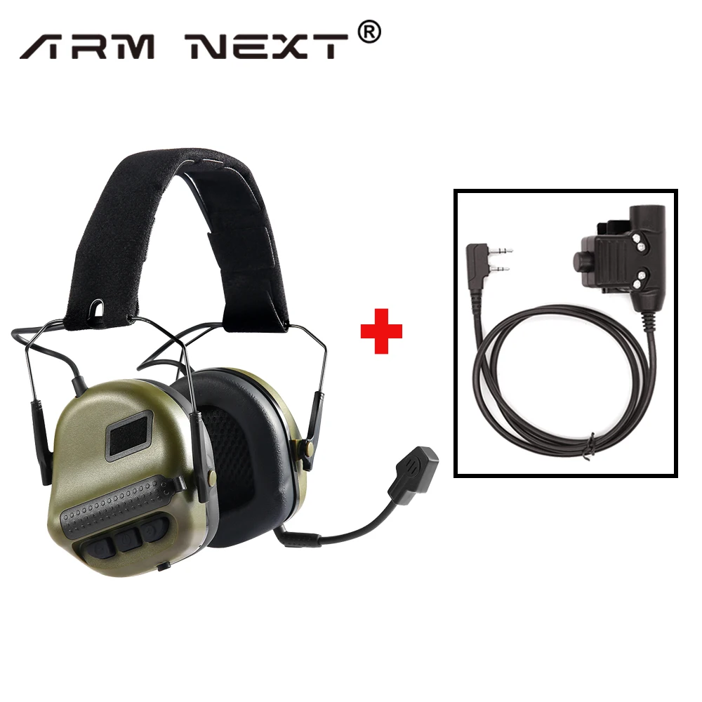 

ARM NEXT Tactical Headset & Kenwood PTT Adapter A Set for Military Communication Shooting Hearing Protection Noise Canceling