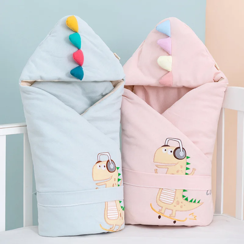 Newborn Swaddle Sleeping Bag Cotton Thicken Autumn Winter Wrap Blanket Macaron Color Baby Sleep Quilt Stroller Cover Warm