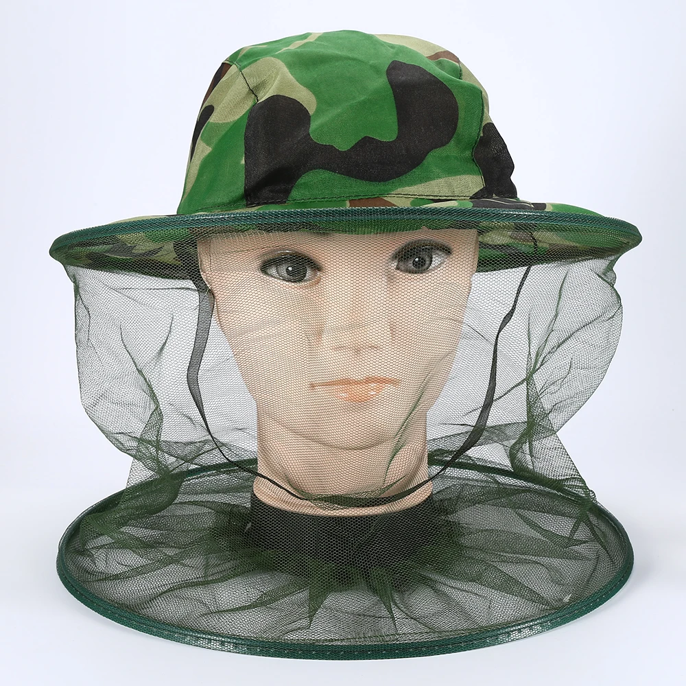 

1pc Hot Sale Camouflage Beekeeping Anti-mosquito Bee Bug Insect Fly Mask Cap Hat Head Net Fishing Hat Outdoor Hat With Sun Cover