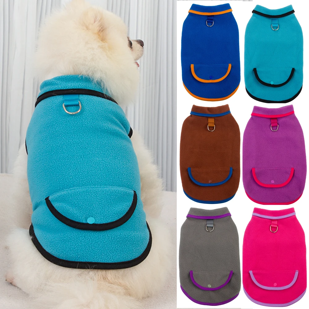 

Soft Fleece Pet Clothes For Small Dogs Winter Warm Dog Jacket Puppy Cat Vest With D-Ring French Bulldog Coat Yorkie Chihuahua
