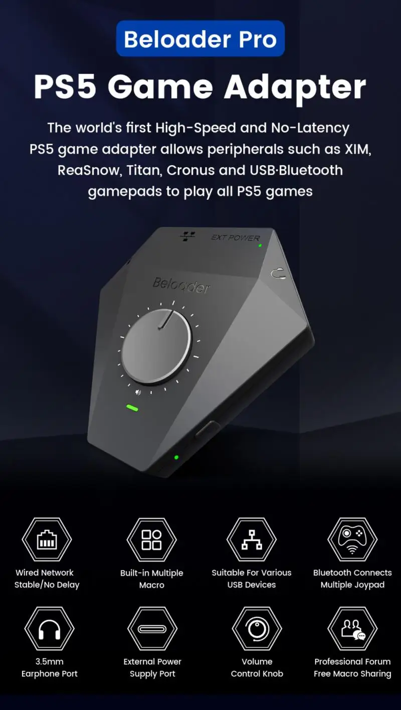 

Конвертер клавиатуры и мыши для игрового контроллера Beloader Pro для PS5 адаптер Bluetooth для PS4/SWITCH/Xbox коннектор геймпада