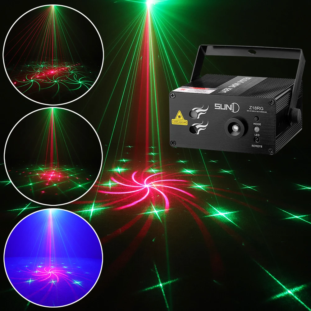 

SUNY 18 RG Patterns Laser Light Blue LED Stage Sound Activated Gobo Projector Show for Club Bar DJ Disco Home Party(Z18RG)