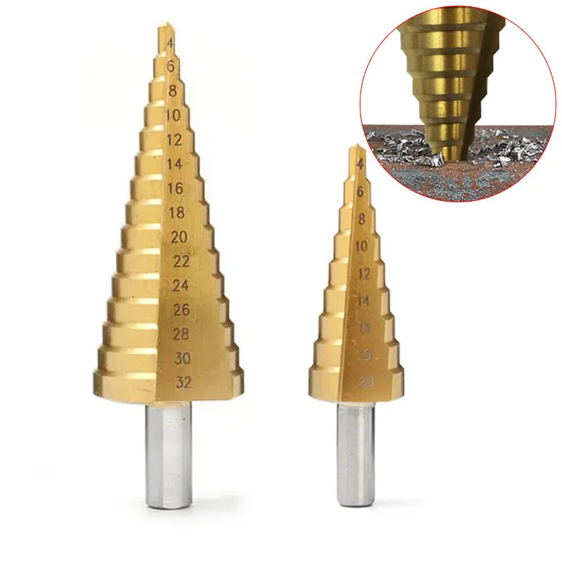 

4-32mm 4-20mm Step Drill Bit HSS Hex Titanium Core Drill Bits Coated Wood Metal Hole Sharpener Stepped Drilling Woodworking