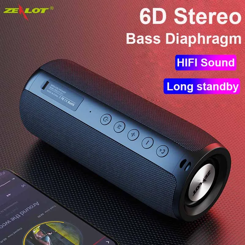 ZEALOT S51 Bluetooth Wireless Speaker Portable High Sound Quality Overweight Subwoofer Home Outdoor Waterproof Small Stereo | Электроника
