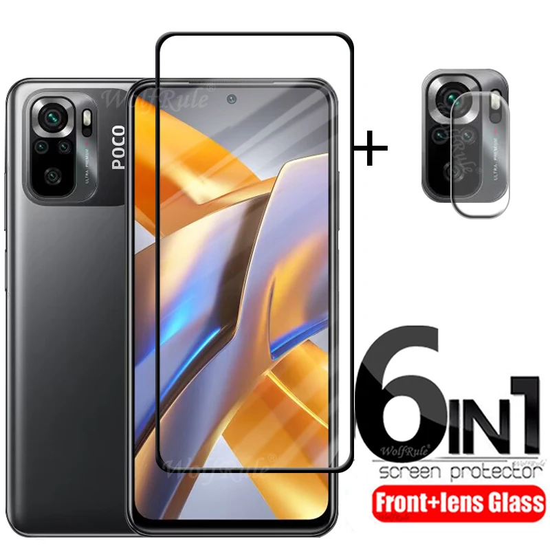 Фото 4-в-1 для Xiaomi Poco M5S стекло для Poco M5S закаленное стекло 9H Защита экрана для Poco M5 S M5S Redmi Note 10S 11S стекло объектива №1
