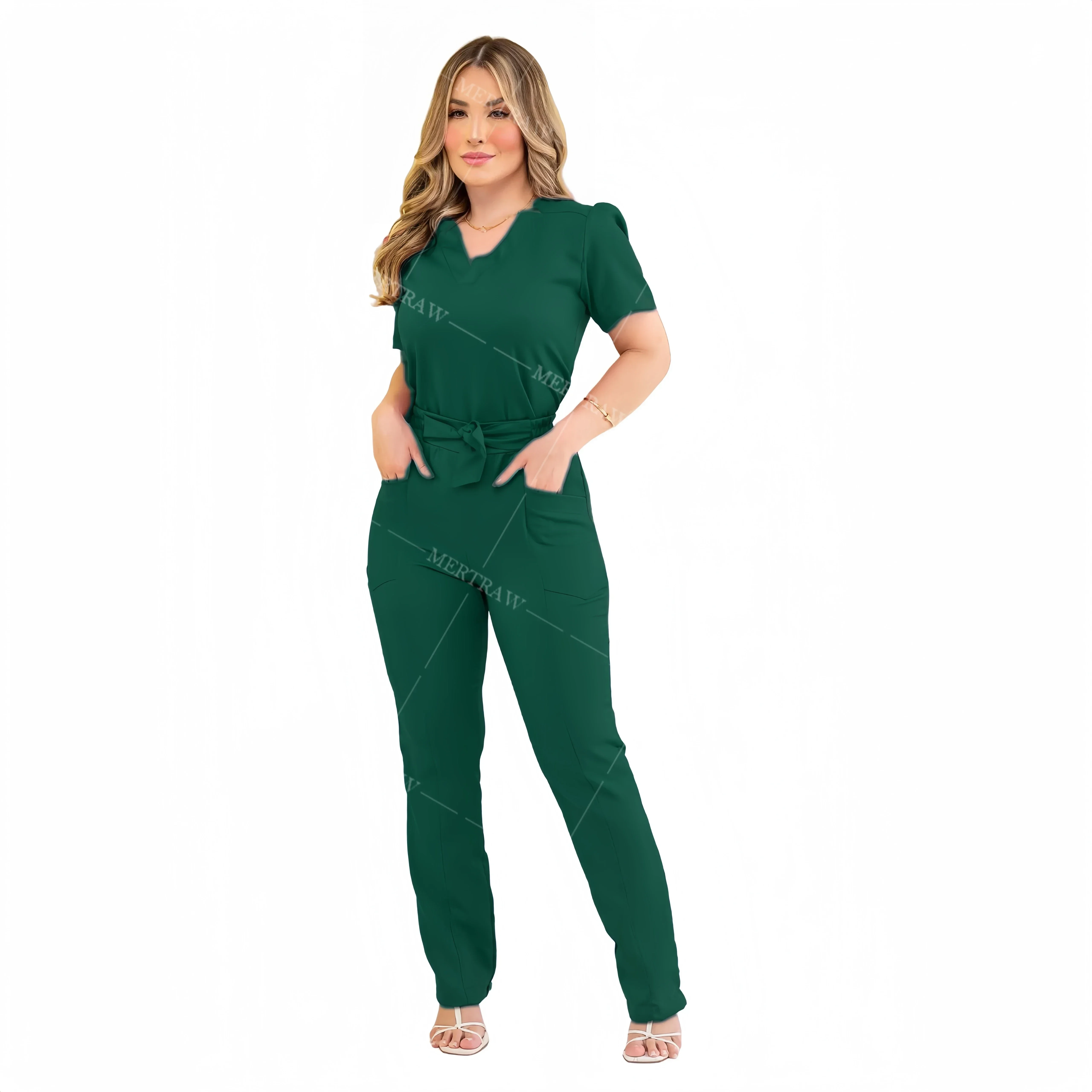 Фото Униформа с коротким рукавом и V-образным вырезом для врачей №5