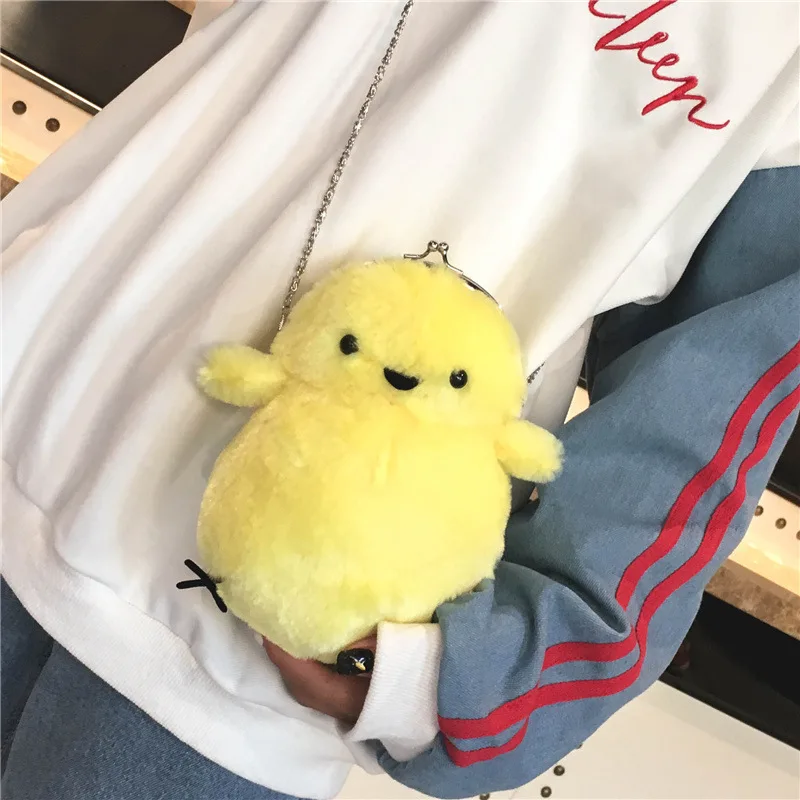 

Симпатичная Наплечная Сумка цыпленка, плюшевые набивные сумки через плечо с животными, Женская модная зимняя мягкая сумка, Мультяшные сумк...