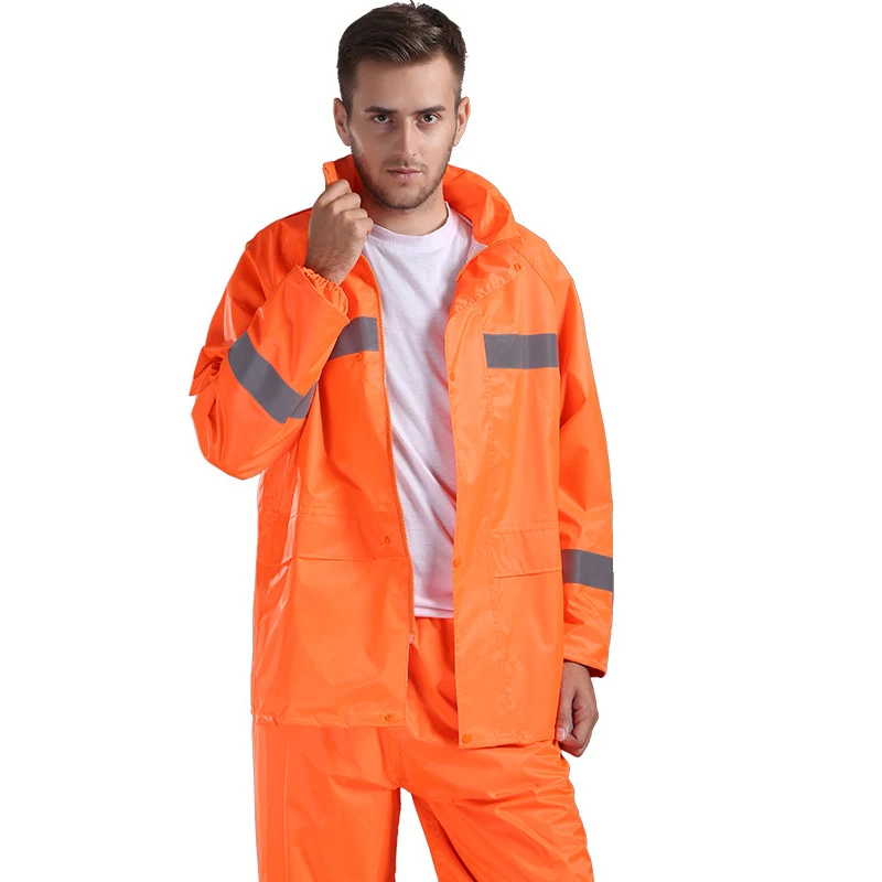 Rain Pants Reflective Stripe Waterproof Motorcycle Rain Jacket   Yellow Coat Women