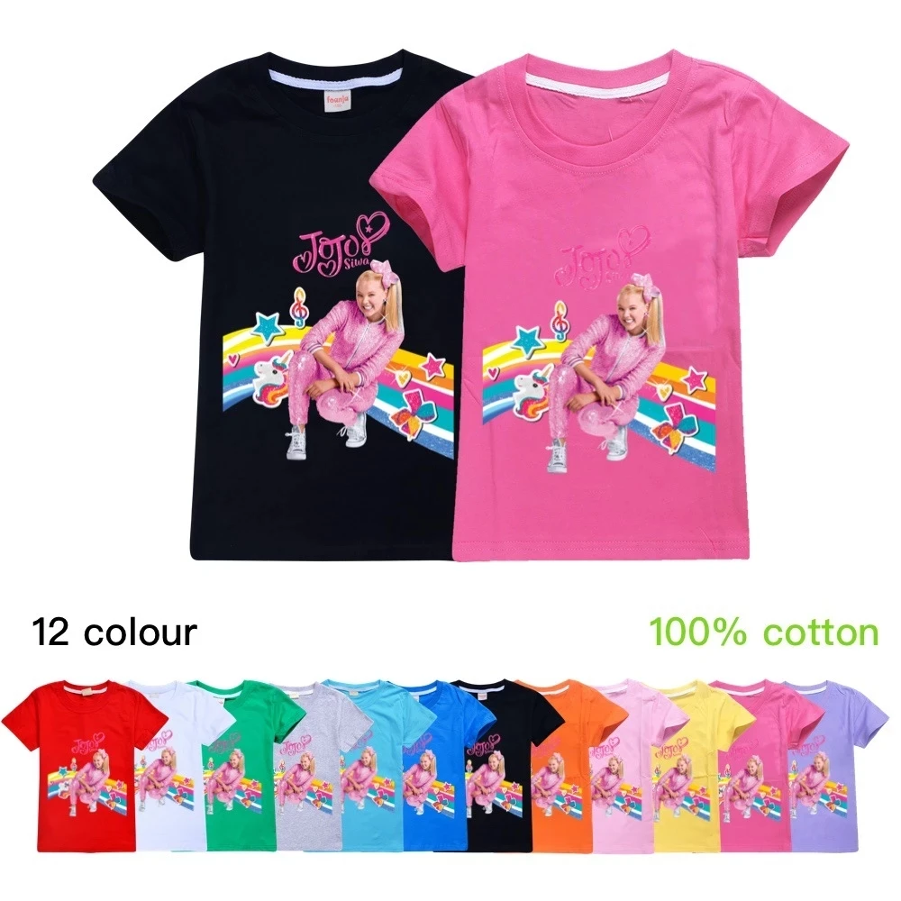 Новые модные футболки Jojo Siwa для маленьких девочек детские хлопковые с мультяшным
