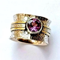 purple ancient gold pattern ring for women wide european american fashion temperament personality ring banquet jewelry