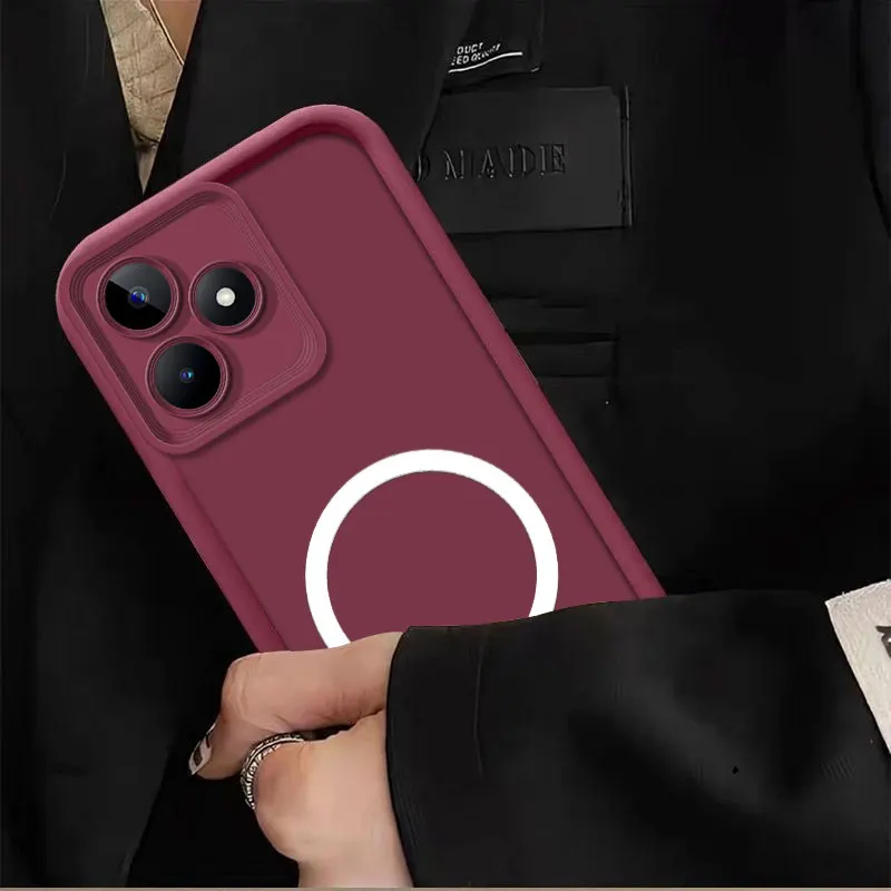 For Realme C51 C61 C63 C53 Case With Wireless Magnetic Sticker Full Package Soft Silicon Phone C65 C67 C55 Funda |