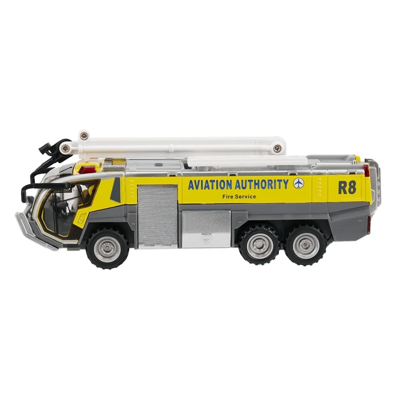 

2X 1:32 Airport Fire Truck Fire Engine Electric Die-Cast Engineering Vehicles Car Model Toy Yellow