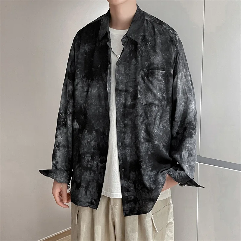 

Рубашка мужская с длинным рукавом, на пуговицах, в японском стиле Харадзюку