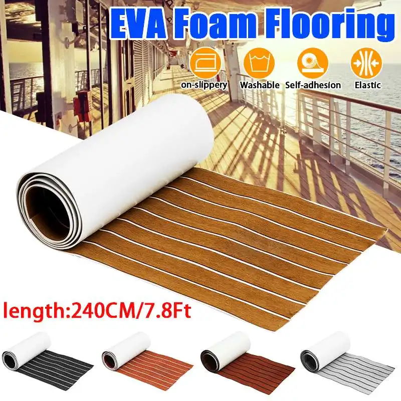 

2400x450x5mm Self Adhesive Yacht Marine Flooring EVA Foam Faux Teak Boat Decking Sheet For Boats Marine Accessories