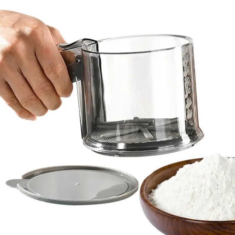 

Household Handle Press Cup Shape Flour Sifter Baking Icing Sugar Powder Strainer Sieve Filter Kitchen Tool Kitchen Gadget