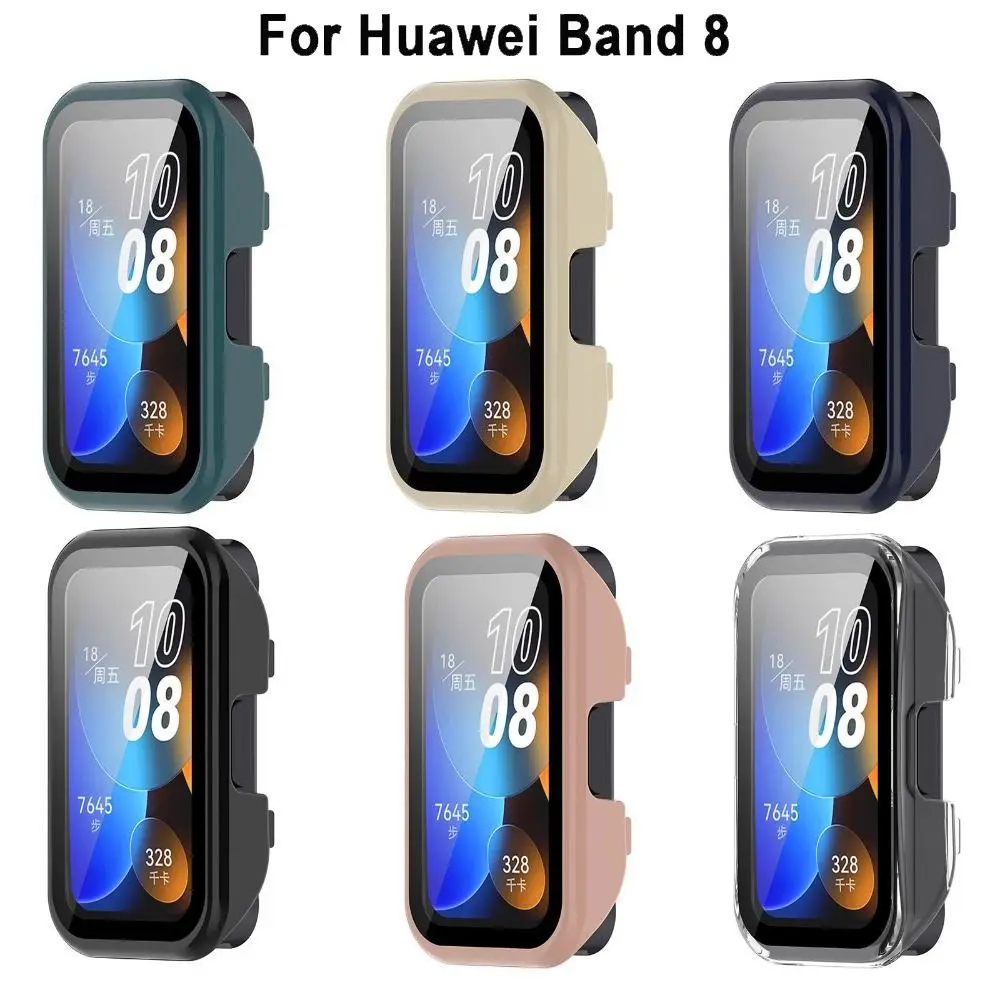 

PC Screen Protector Case For Huawei Band 8 Tempered Film Protective Shell Full Coverage Shockproof Smart Watch Bumper One-piece
