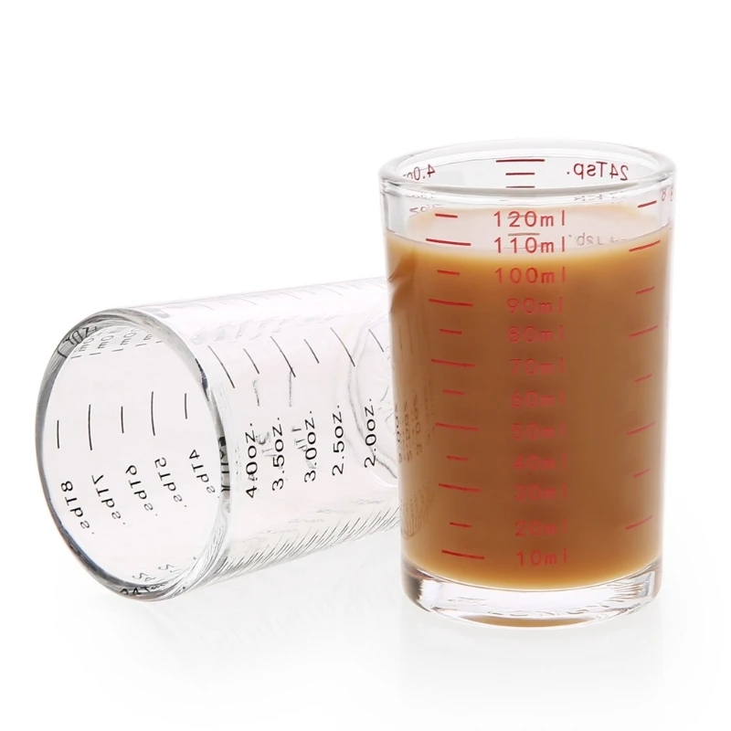 Стеклянный мерный стакан на 120 мл со шкалой для смешивания стеклянный джиггер