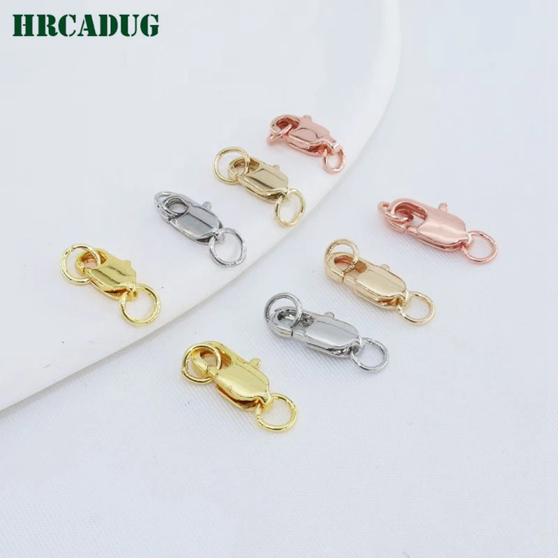 18K Gold Plated Fishtail End Clasps Double Close Rings For DIY Bracelet Necklace Jewelry Making Supplies Loose Finishing Buckle