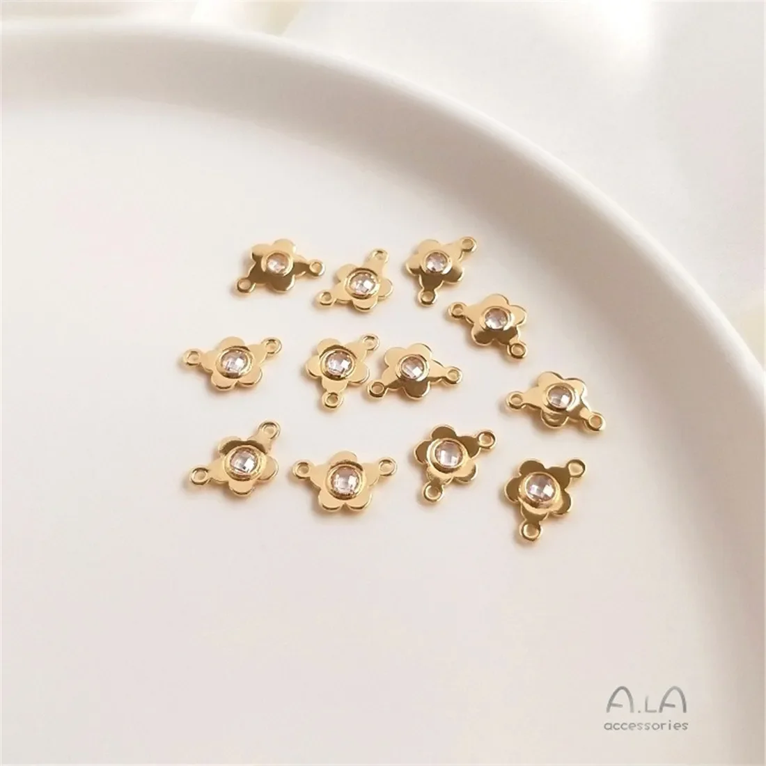 14 К позолоченный бриллиант пятиконечная звезда двойной кулон цветок грушевидной