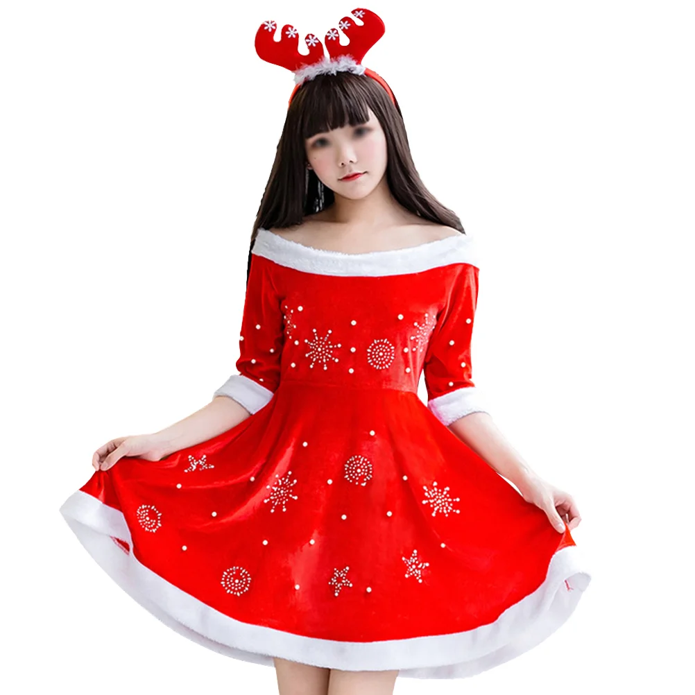 

Costume Christmas Santa Dress Girls Clauscostumesoutfitshat Performance Show Party Jumpsuit Suit Weardance Xmasfancy Holiday