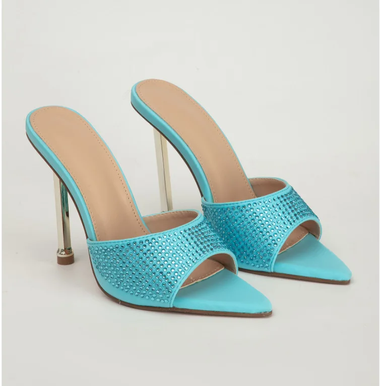New Women's Slippers Summer 2022 Solid Color Pointed Toe Women's Slippers  Mules Sandals Knotted Sexy High Heels Sandals - купить по выгодной цене |  AliExpress