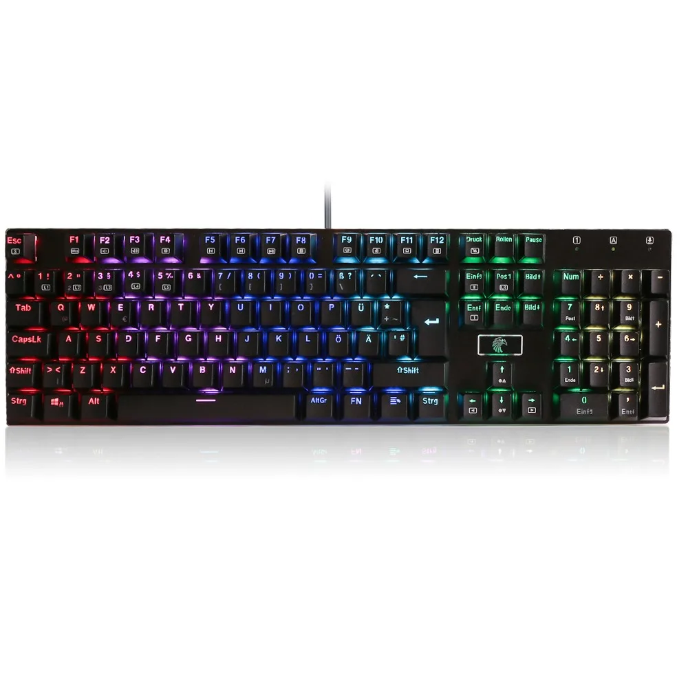 HUO JI Z-88 UK Layout USB Mechanical Keyboard RGB Backlight 104 Keys Wired Anti-Ghosting Gaming Keyboard for Computer PC Gamer