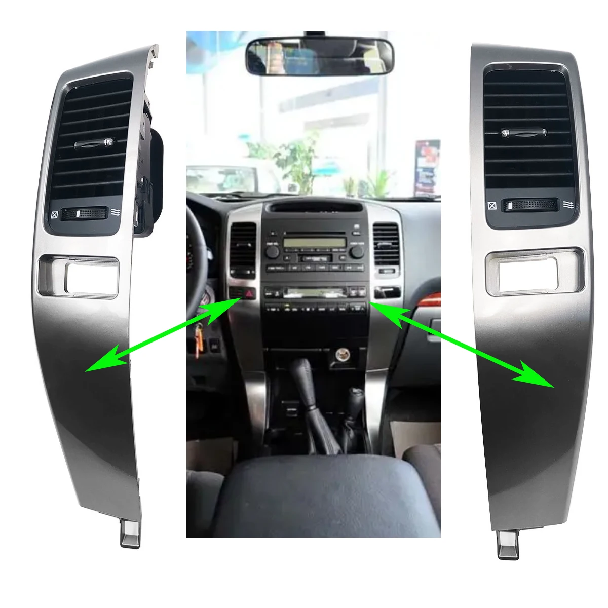 

Car Air Conditioner Outlet Frame A/C Vents Plate Panel for Lexus GX470 2003-2009 For Toyota Land Cruiser Prado 120 03-09 1 pair