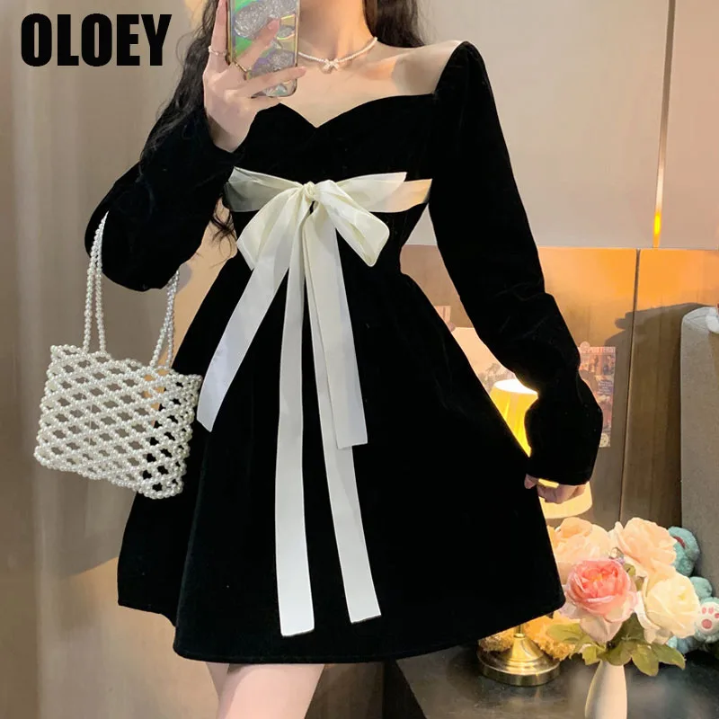 

2022 Spring Black Gothic Lolita Dresses Women Patchwork Sexy Party Mini Dress Female Korean Fashion Casual Vintage Kawaii Dress
