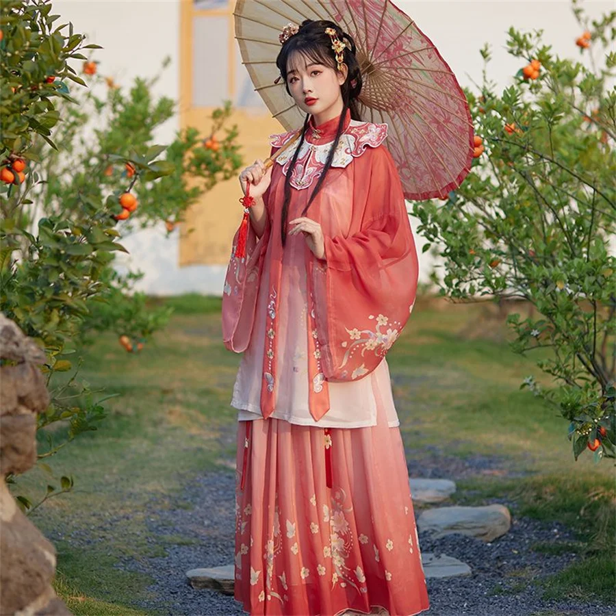 Винтажное платье ханьфу в китайском стиле женский милый комплект с цветочной