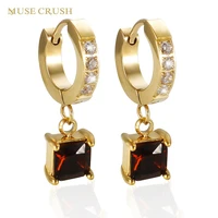 muse crush ins new luxury shiny cubic zirconia hoop earrings stainless steel gold plated high quality earrings for women jewelry