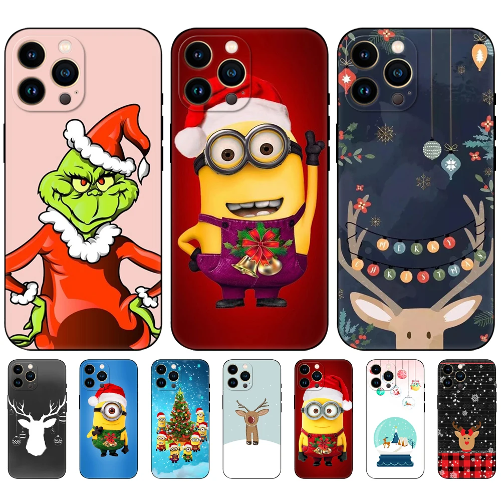 

Black Tpu Case For Samsung Galaxy F23 M12 M22 M23 M32 4G M52 5G M30S M21 Merry Christmas Trees Deer Santa Claus
