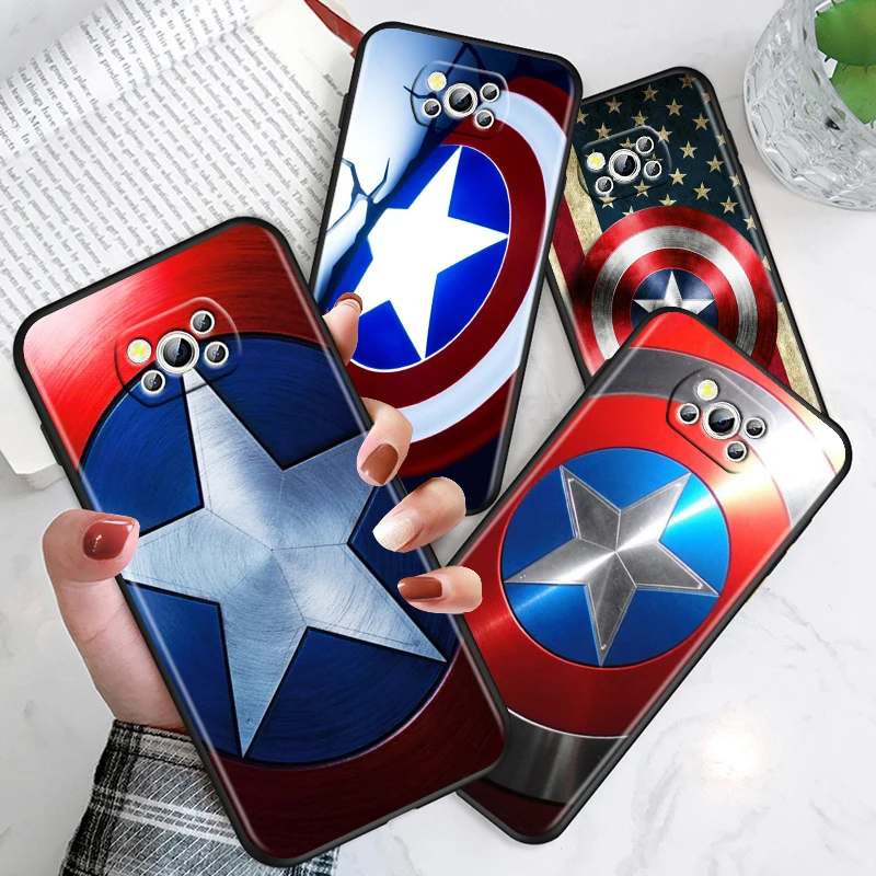

Avengers Marvel Captain America For Xiaomi Poco X3 NFC F3 GT X2 M3 M2 5G Pro Lite Civi Mi 9SE CC9 Soft Silicone Black Phone Case
