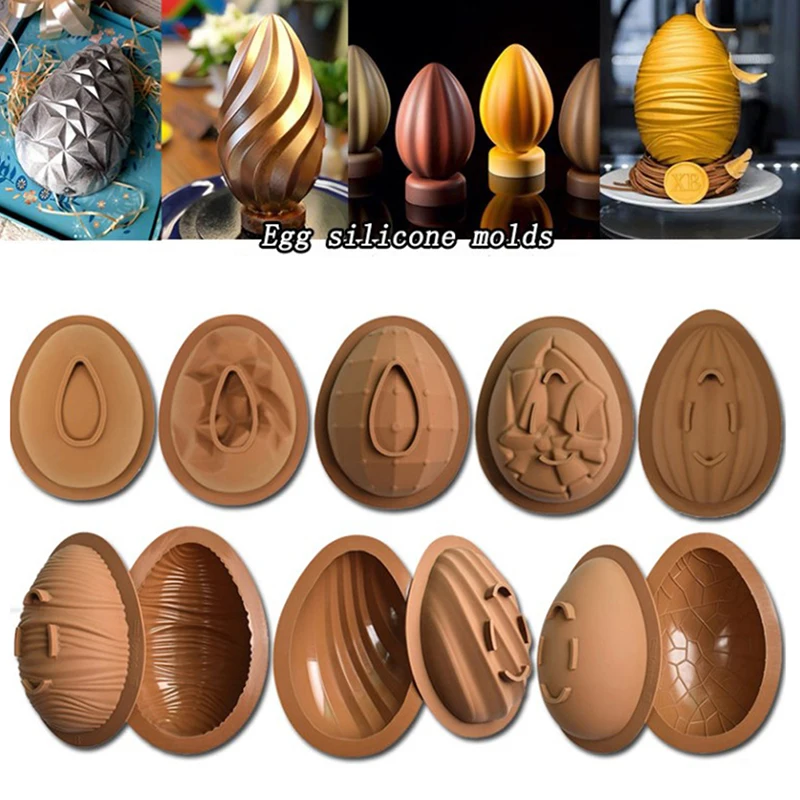 

3D Easter Egg Chocolate Mold Breakable Dinosaur Egg Pastry Mould DIY Silicone Mousse Moulds Creative Baking Confectionery Tools