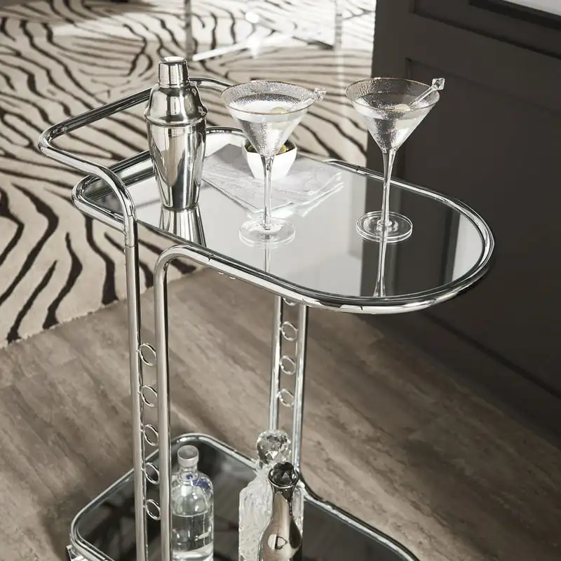 

Fantastic Lane Rabon Round Edge Chrome Bar Cart - An Ideal Solution to Enjoy Your Cocktail at Home!