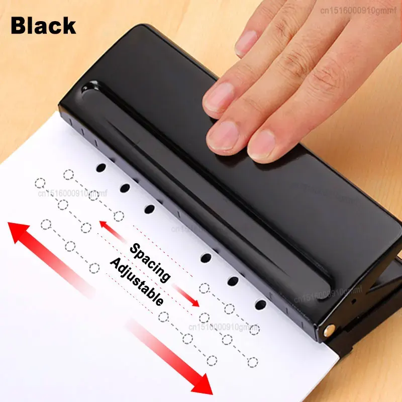 Ручной металлический дырокол 6 отверстий черный