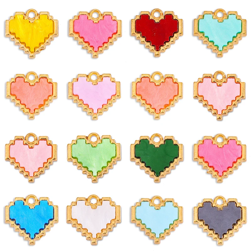 

20Pcs Wholesale Sweet Colorful Acrylic Love Heart Pendant for Couple Bracelet Necklace Handmade Supplies DIY Phone Charm Making
