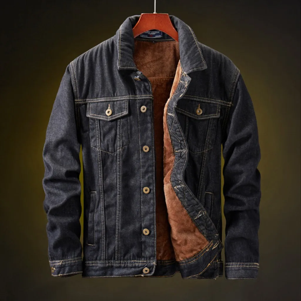 

Winter Coat Casual Windproof Hooded Top Loose Denim Coat Crossover Inner Layer Plush Thickened Work Jacket Denim Jacket New