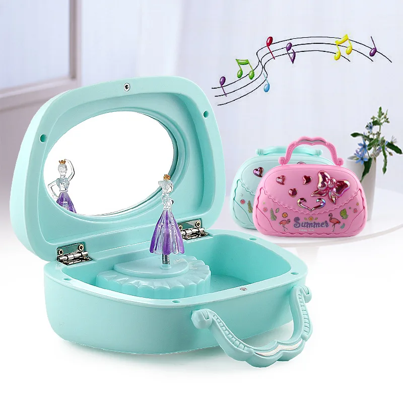 

2022 New Children's Music Jewelry Box Handbag Rotary Ballet Girl One Shoulder Crossbody Bag Music Box Xmas Birthday Gift