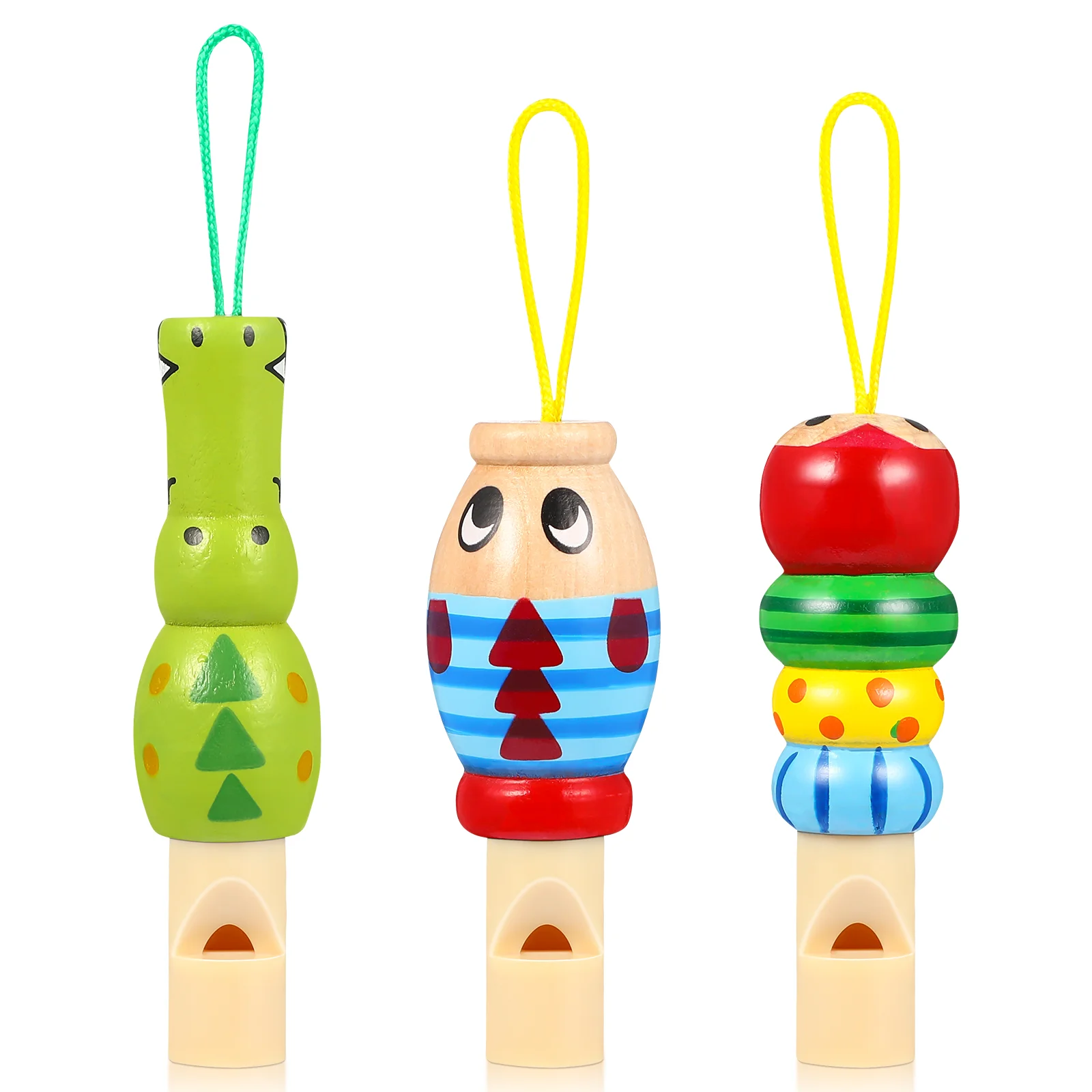 

3 Pcs Animal Whistle Educational Toys Musical Cute Gifts Wooden Lanyard Whistles Loud Sound Child