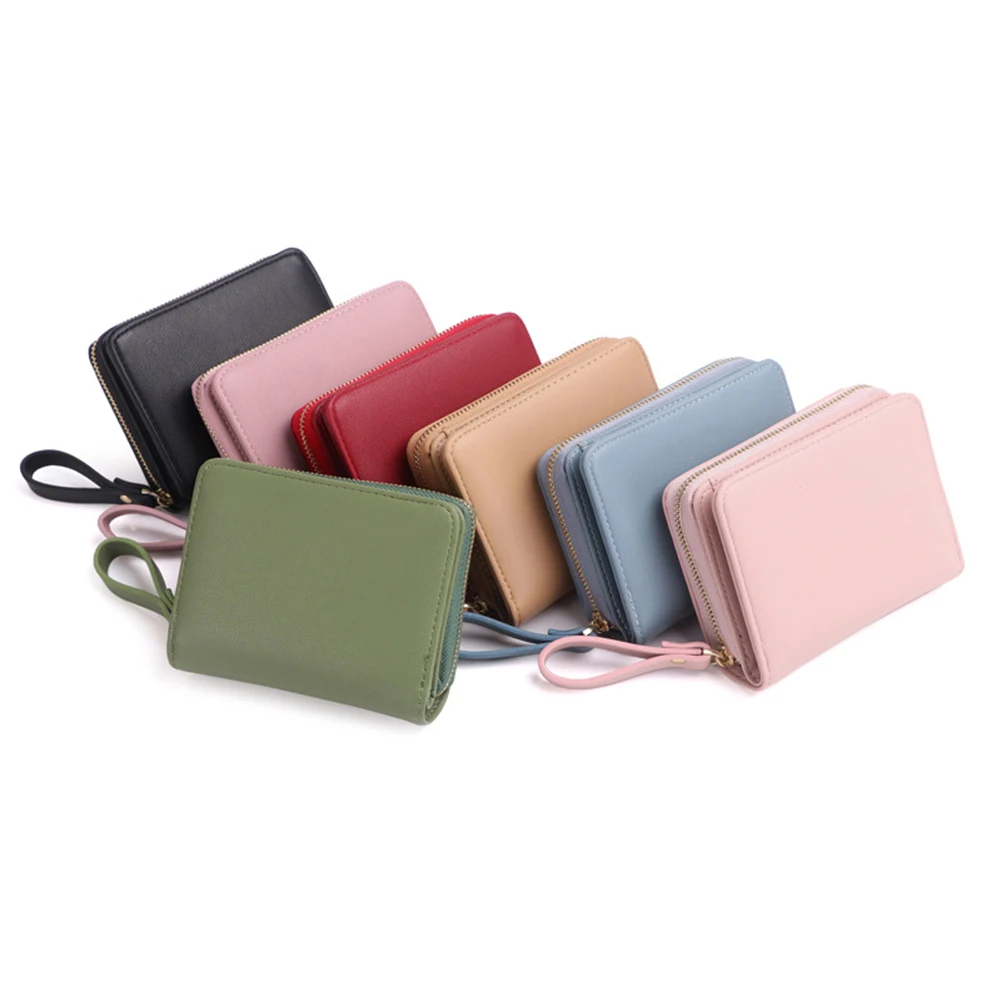 

2022 New Fashion Women's Mini Wallet Large Capacity Pu Card Bag Credit Card Holder Business Women Organizer Zipper Purse Ladies