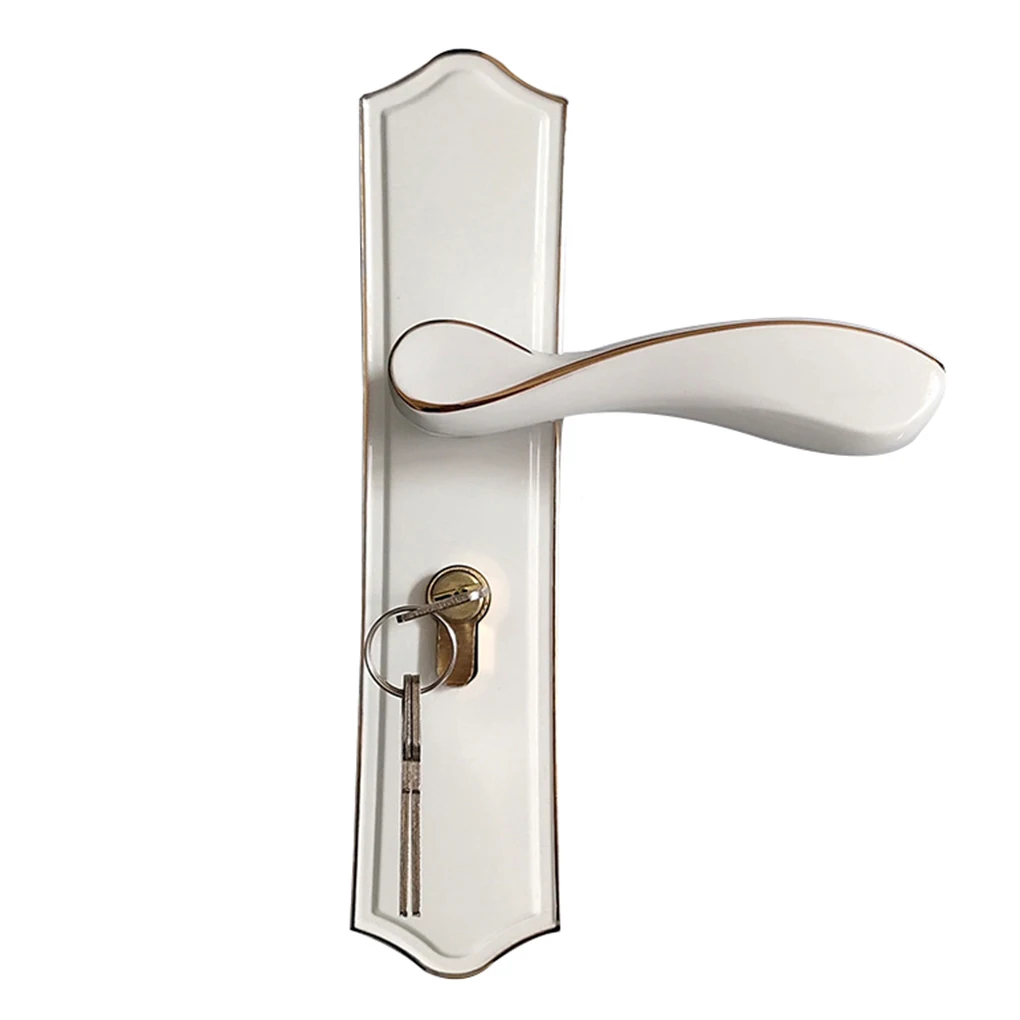 

Door Handle European Style Ivory White Crown Door Lock Bedroom Bathroom Study Room Aluminum Alloy Door Lock Key Kit Hardware
