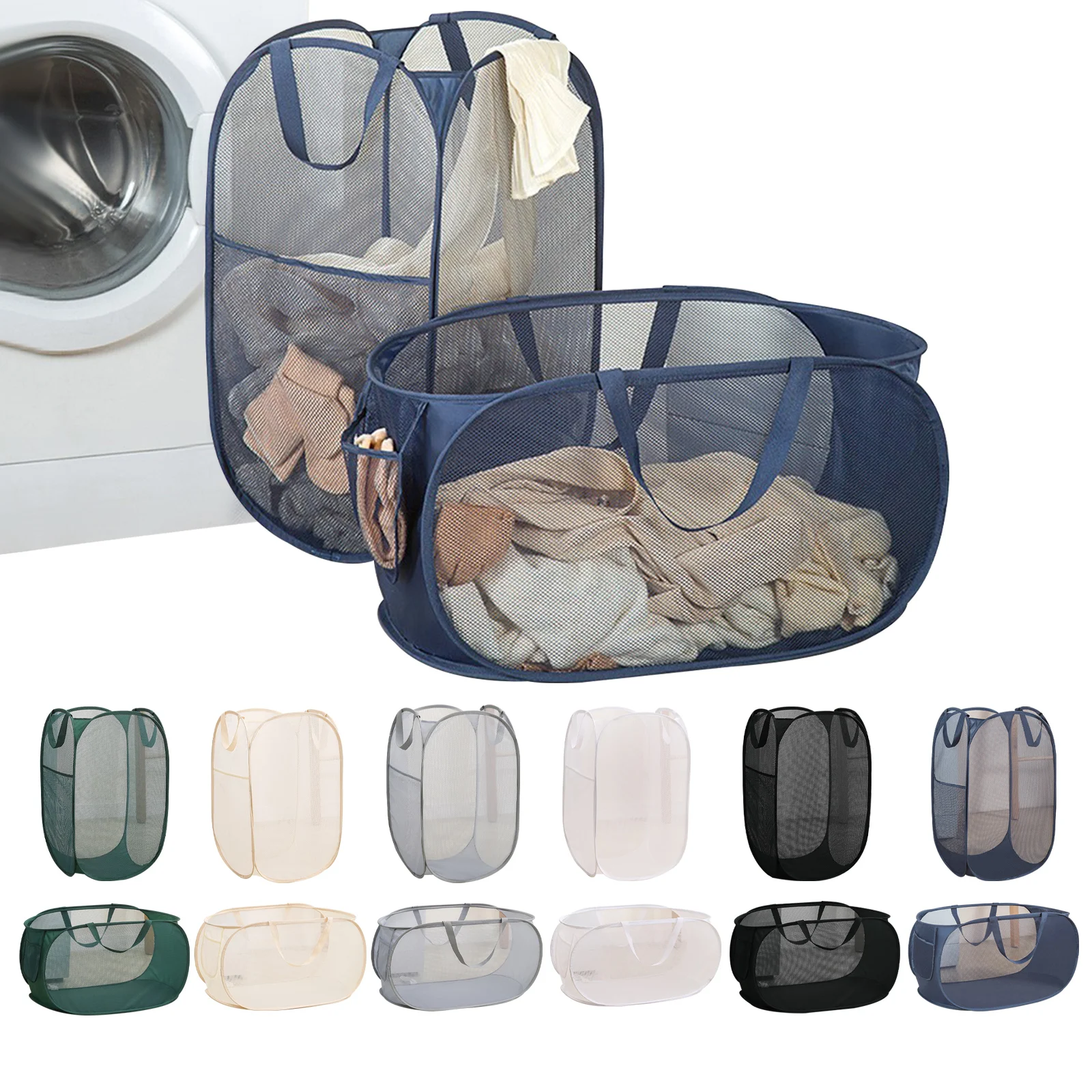 

Новая складная корзина для белья, Портативная сумка для хранения грязной одежды, Сетчатая Сумка для хранения одежды в ванной комнате, домашняя настенная подвесная корзина-ведро