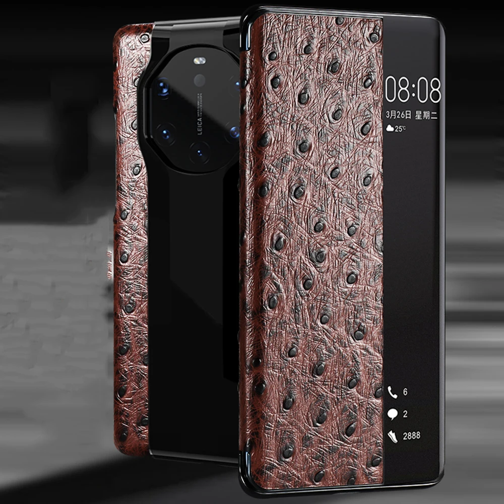 

leather Smart flip phone case for Huawei MATE 40RS 30RS 40Pro plus Mate 30 Pro 5G Ostrich grain print phone case fund