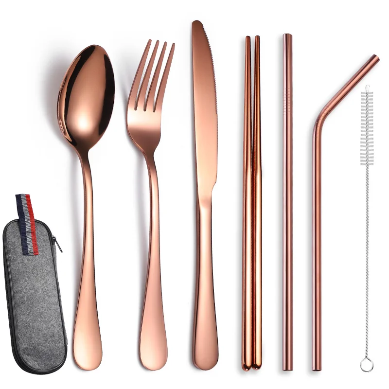 

Stainless Steel Cutlery Set Steak Kitchenware Camping Gift Complete Tableware Set Combination Restaurant Portable Sets Spoon Bar