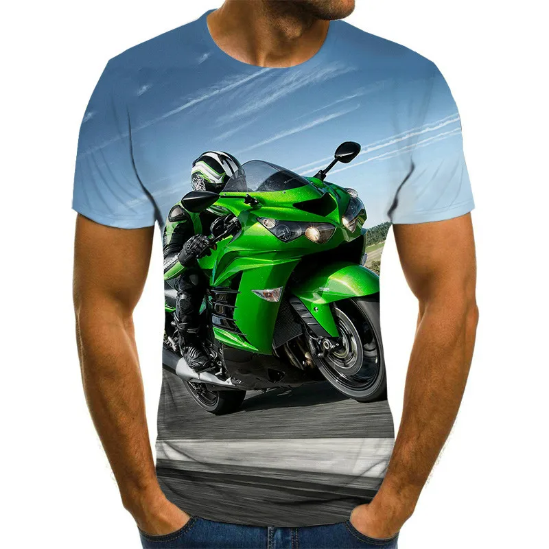 

New Men's Casual Outdoor Sports 3D Printing Motorcycle Personalized Clothing Short Sleeved Summer Fashion Street Top T-shirt.