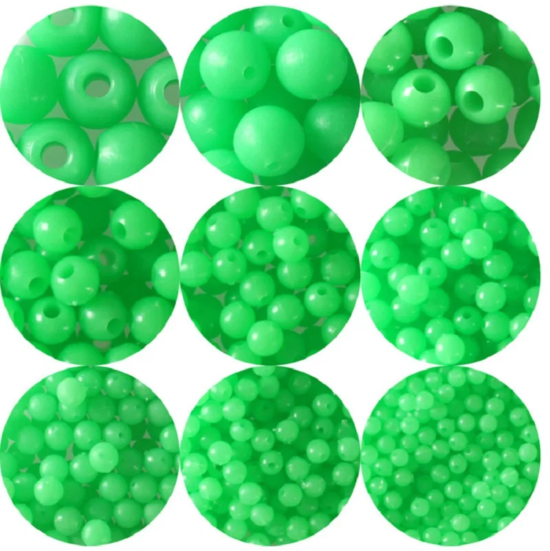 100pcs/Lot Luminous Beads 3mm-12mm Fishing Space Beans Round Float Balls Light Glowing For Outdoor Fishing Accessories Set