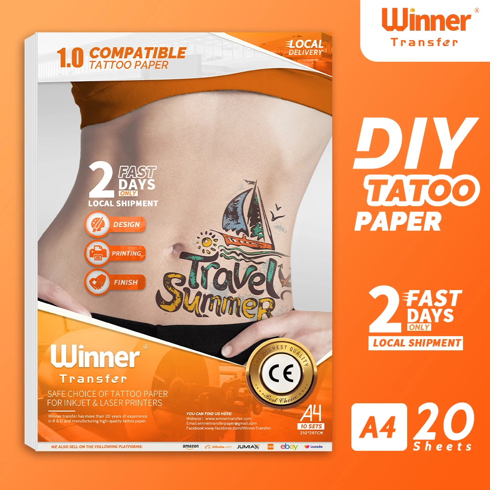 WinnerTransfer Manufacturer Tattoo Transfer Paper Printable Transparent Temporary Tattoos Print Paper Laser&Inkjet Printer A4