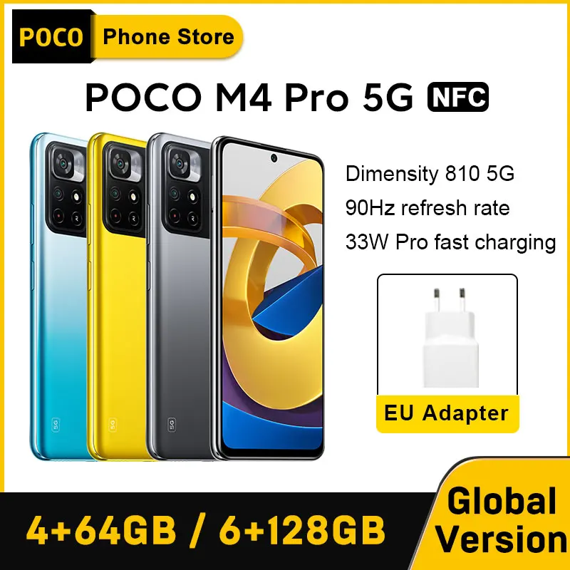 Global Version POCO M4 Pro 5G NFC 4GB 64GB / 6GB 128GB Smartphone MTK Dimensity 810  6.6