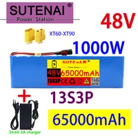 48v65ah 1000w 13s3p 48v lithium ion battery pack for 54 6v electric bicycle scooter with bms 54 6v charger
