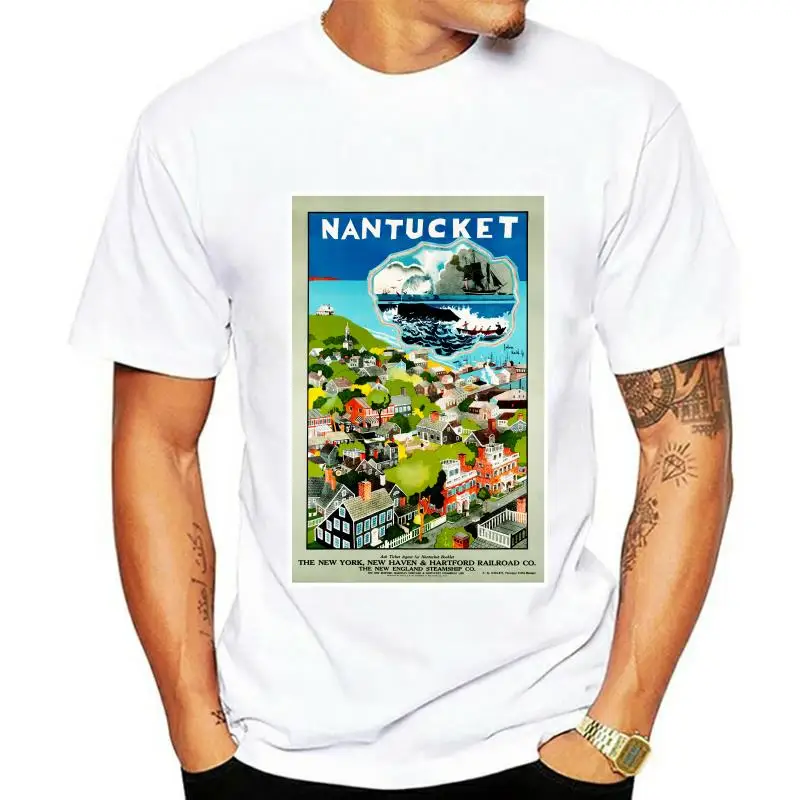 

Men t-shirt Vintage Travel Poster USA Nantucket tshirt Women t shirt
